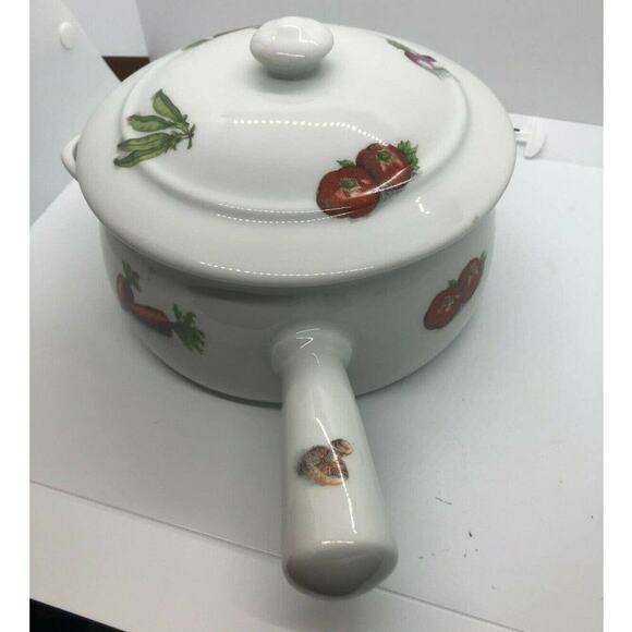 Couleuvre Ligne Limoise Porcelain Sauce Pot with Lid Vegetable Pattern - Picture 5 of 8